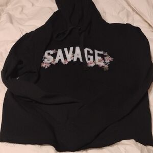 Modern Lux Black Savage Hoodie with Floral Accents